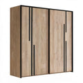 Szafa przesuwna dąb naturalny/czarny 200 × 62 × 215 cm