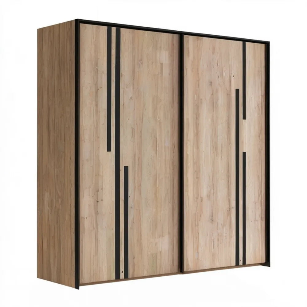 Szafa przesuwna dąb naturalny/czarny 200 × 62 × 215 cm