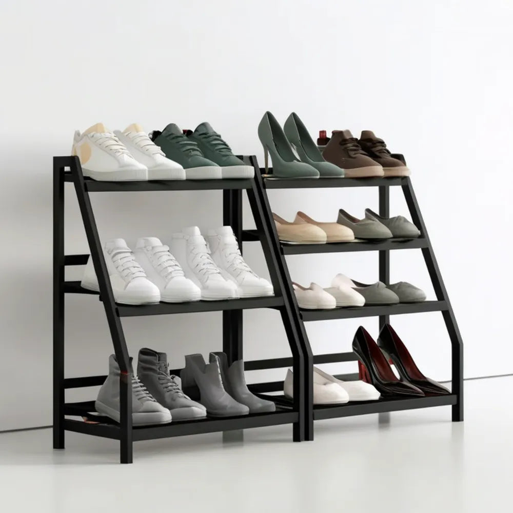 Stojak na buty, zestaw 2 modułów, stal węglowa, czarny, 160 x 30 x 80 cm