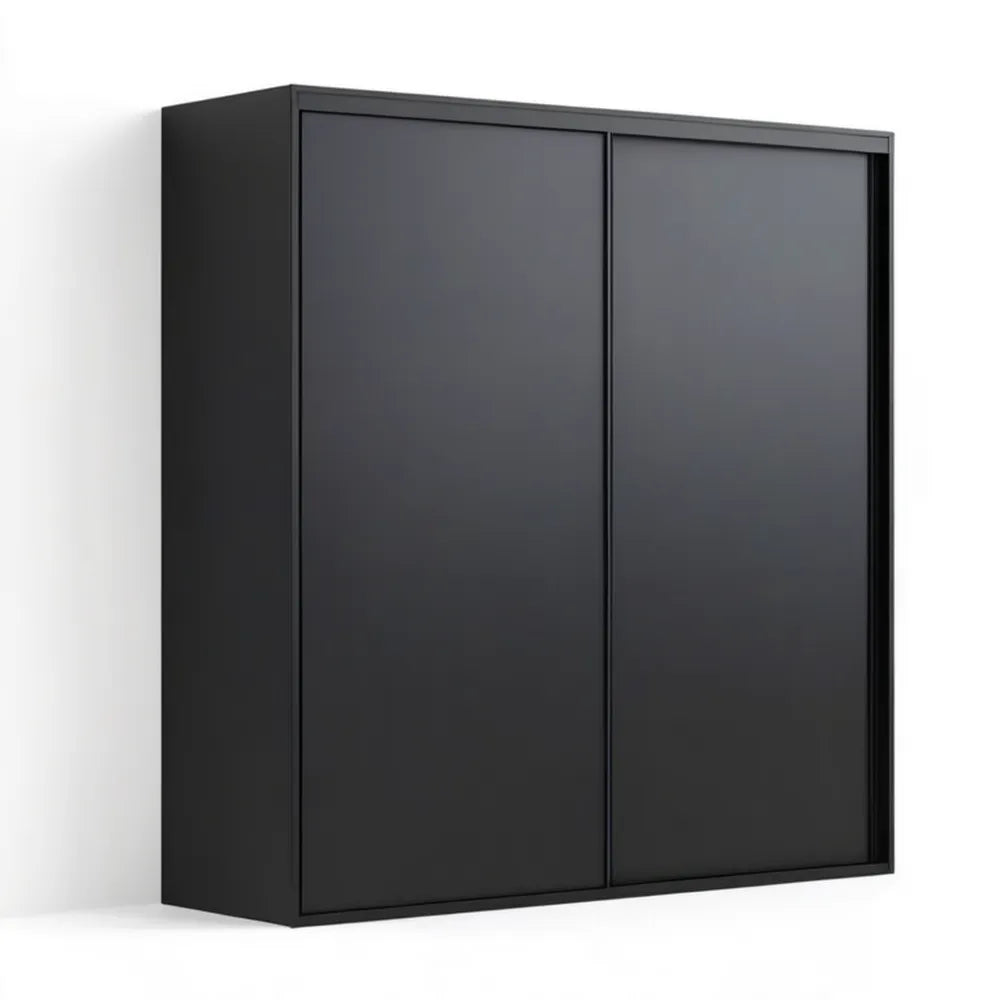 Czarna szafa przesuwna z płyty laminowanej 200 x 60 x 200 cm