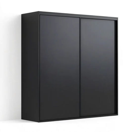 Czarna szafa przesuwna z płyty laminowanej 200 x 60 x 200 cm