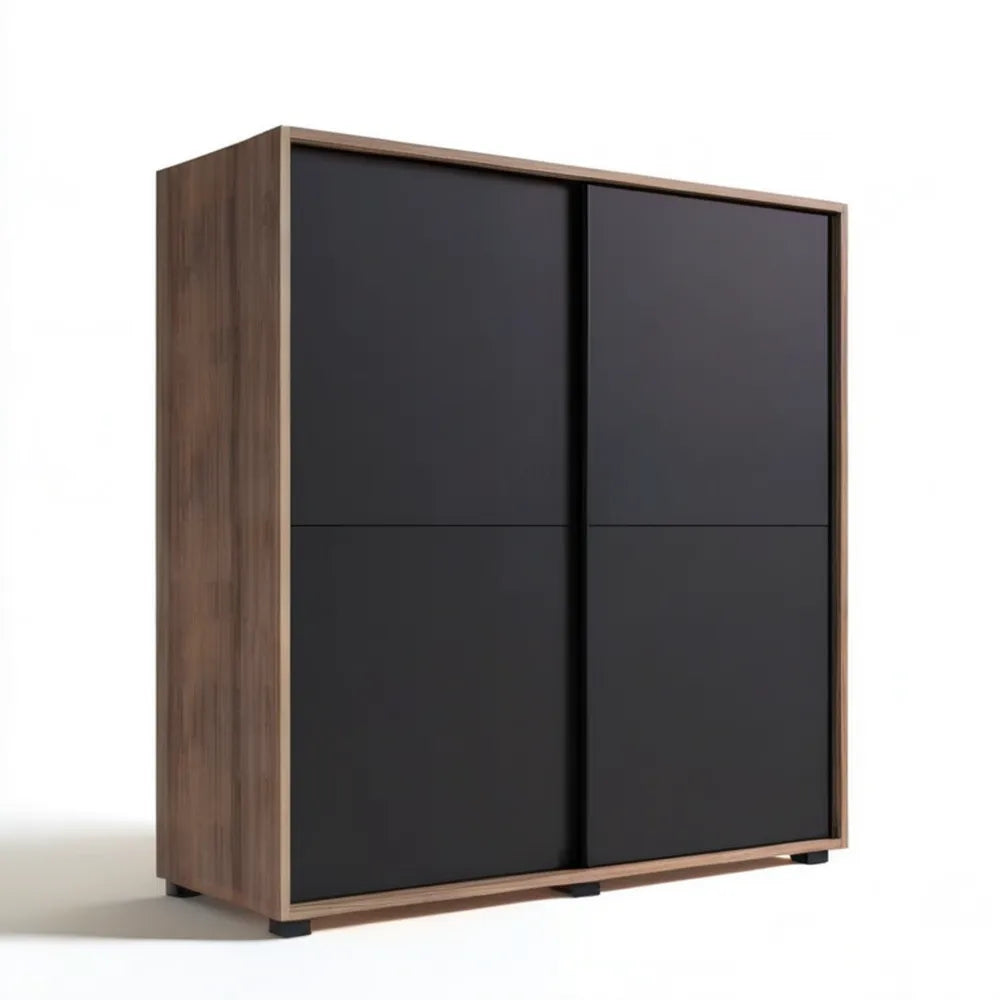 Dwudrzwiowa szafa przesuwna 180 × 60 × 200 cm, orzech/czarny